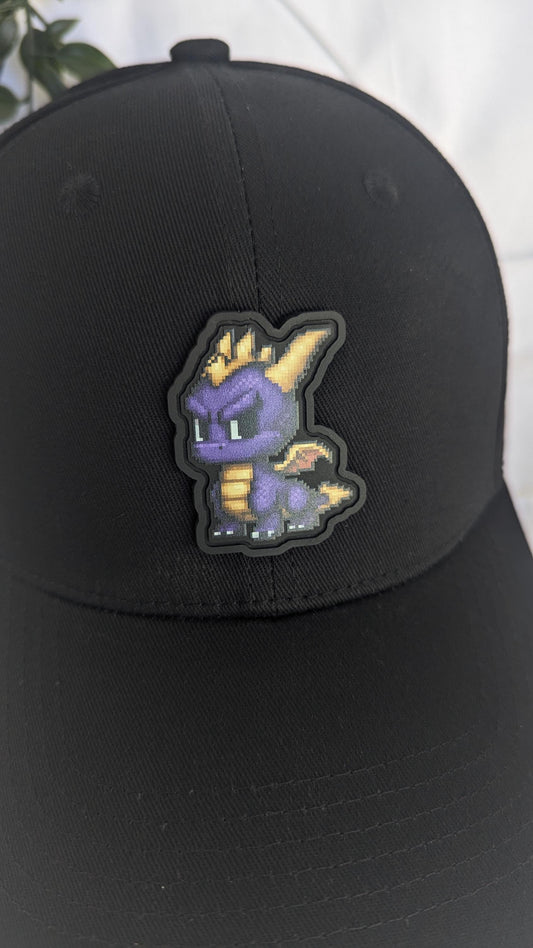 Spyro Baseball Hat | Pixel Purple Dragon Baseball Cap With PVC Patch | Unisex Adult Headwear