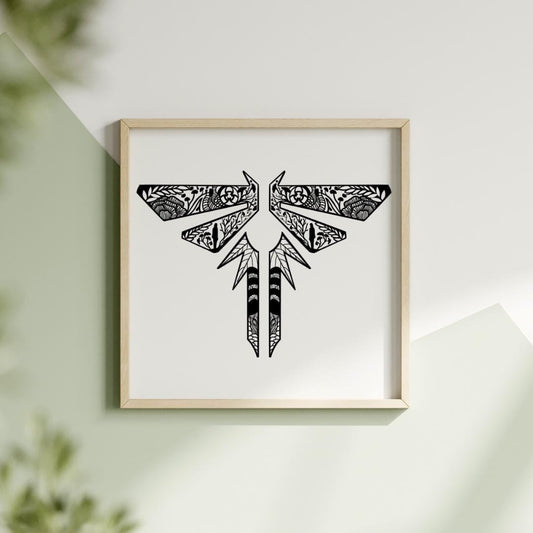 Fireflies Mandala TLOU Art Print | First Edition 12" x 12" Last of Us Digital Creation | TV Show Video Game Fan Print | Geeky Giclée Artwork