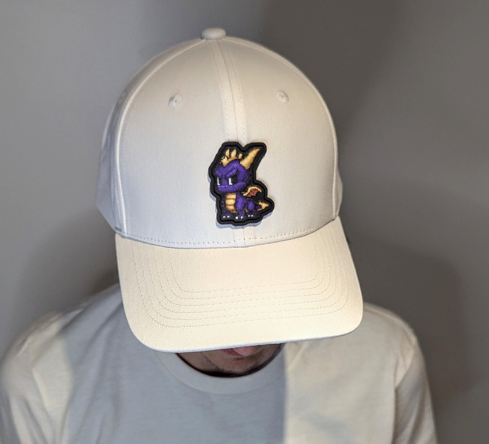 Spyro Baseball Hat | Pixel Purple Dragon Baseball Cap With PVC Patch | Unisex Adult Headwear