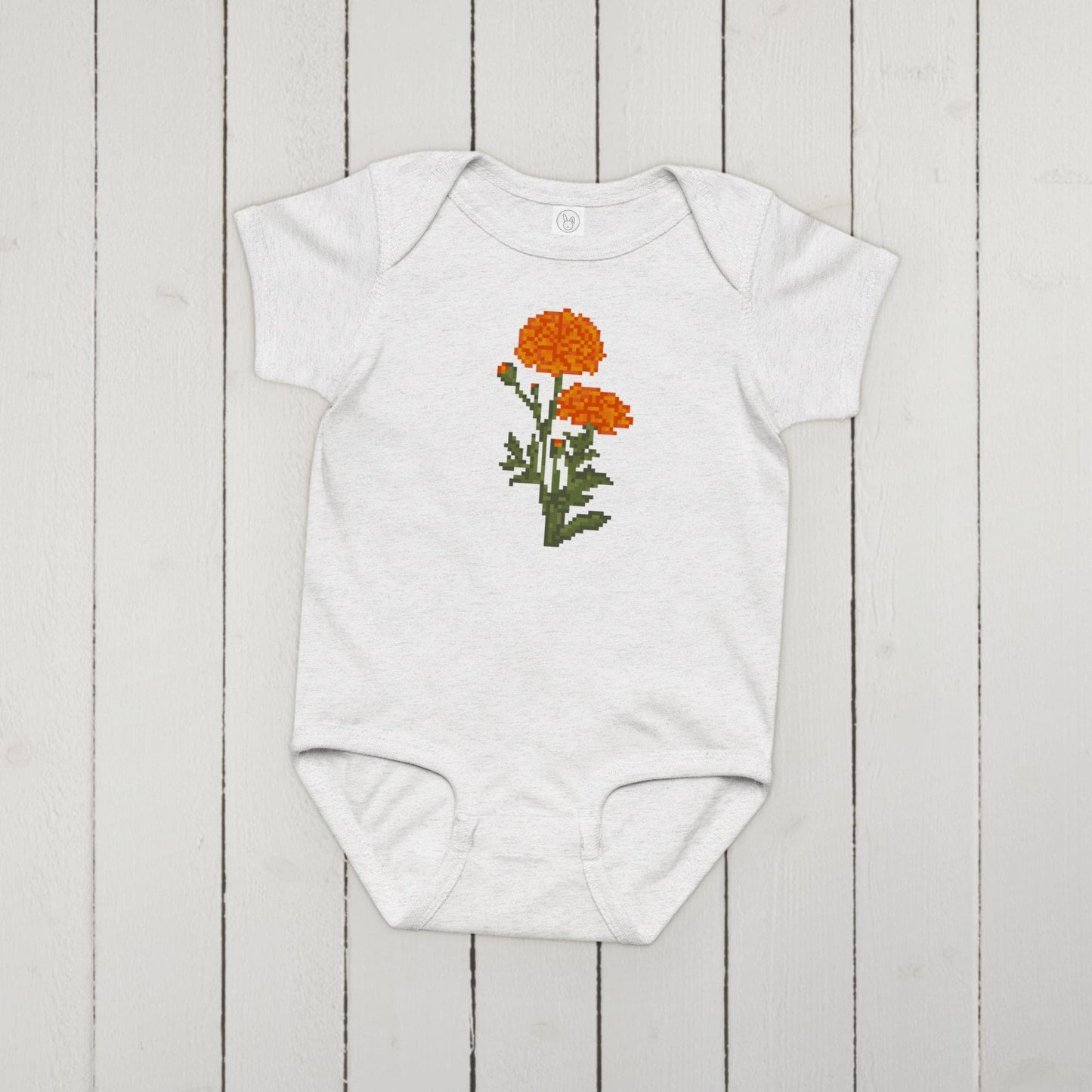 Custom Birth Flower Onesie | 12 Pixel Flower Birthday Month Bouquet Baby Bodysuit