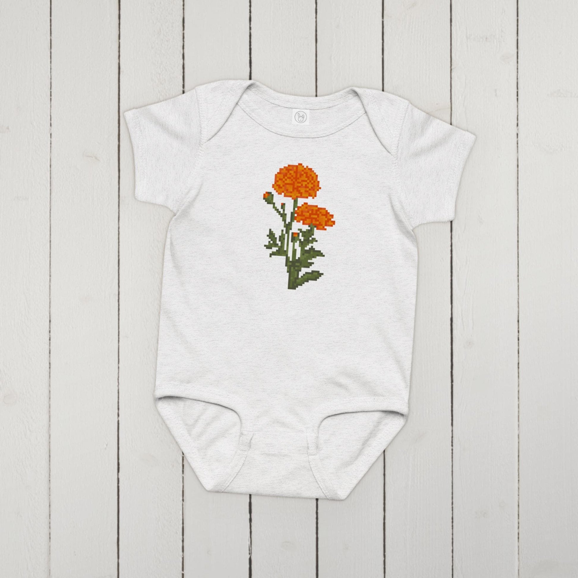 Custom Birth Flower Onesie | 12 Pixel Flower Birthday Month Bouquet Baby Bodysuit