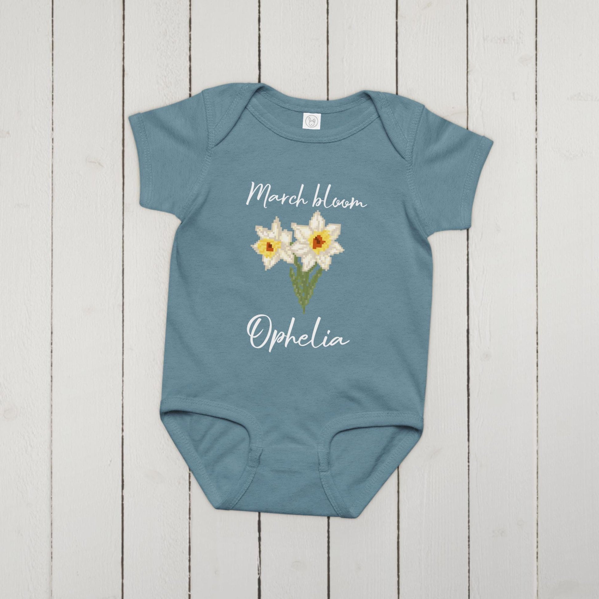 Custom Birth Flower Onesie | 12 Pixel Flower Birthday Month Bouquet Baby Bodysuit