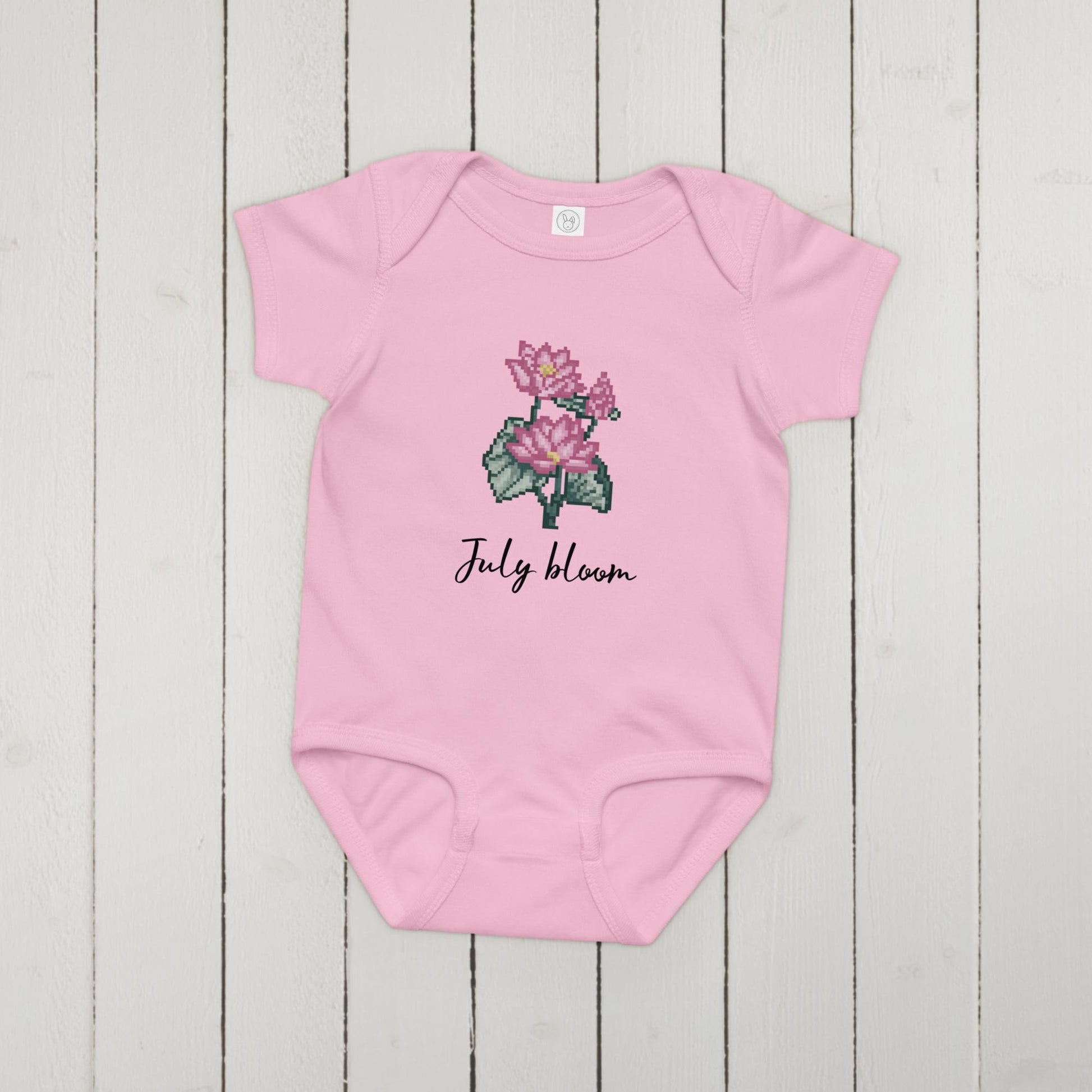Custom Birth Flower Onesie | 12 Pixel Flower Birthday Month Bouquet Baby Bodysuit