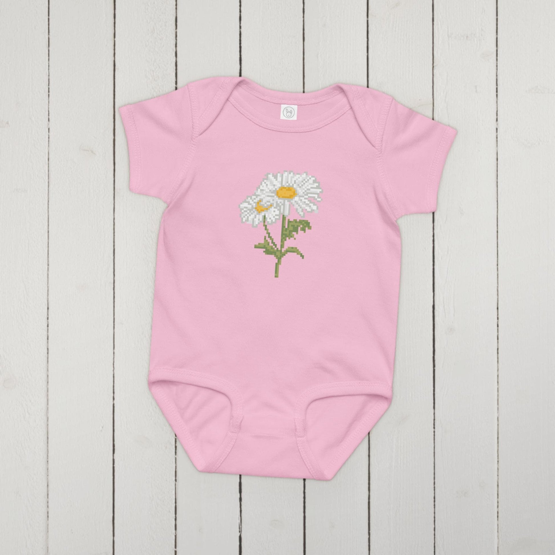 Custom Birth Flower Onesie | 12 Pixel Flower Birthday Month Bouquet Baby Bodysuit