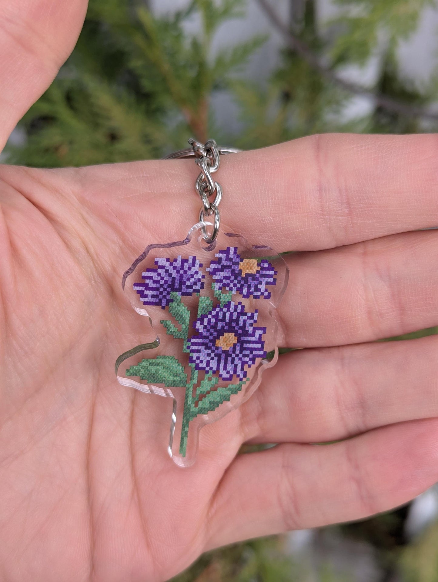 Pixel Flower Keychains | Birthday Month Floral Charm
