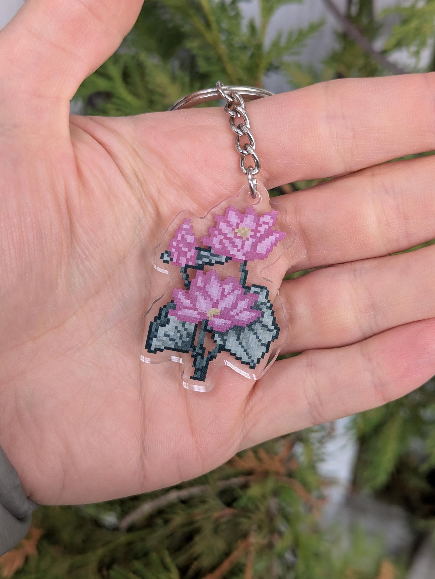 Pixel Flower Keychains | Birthday Month Floral Charm