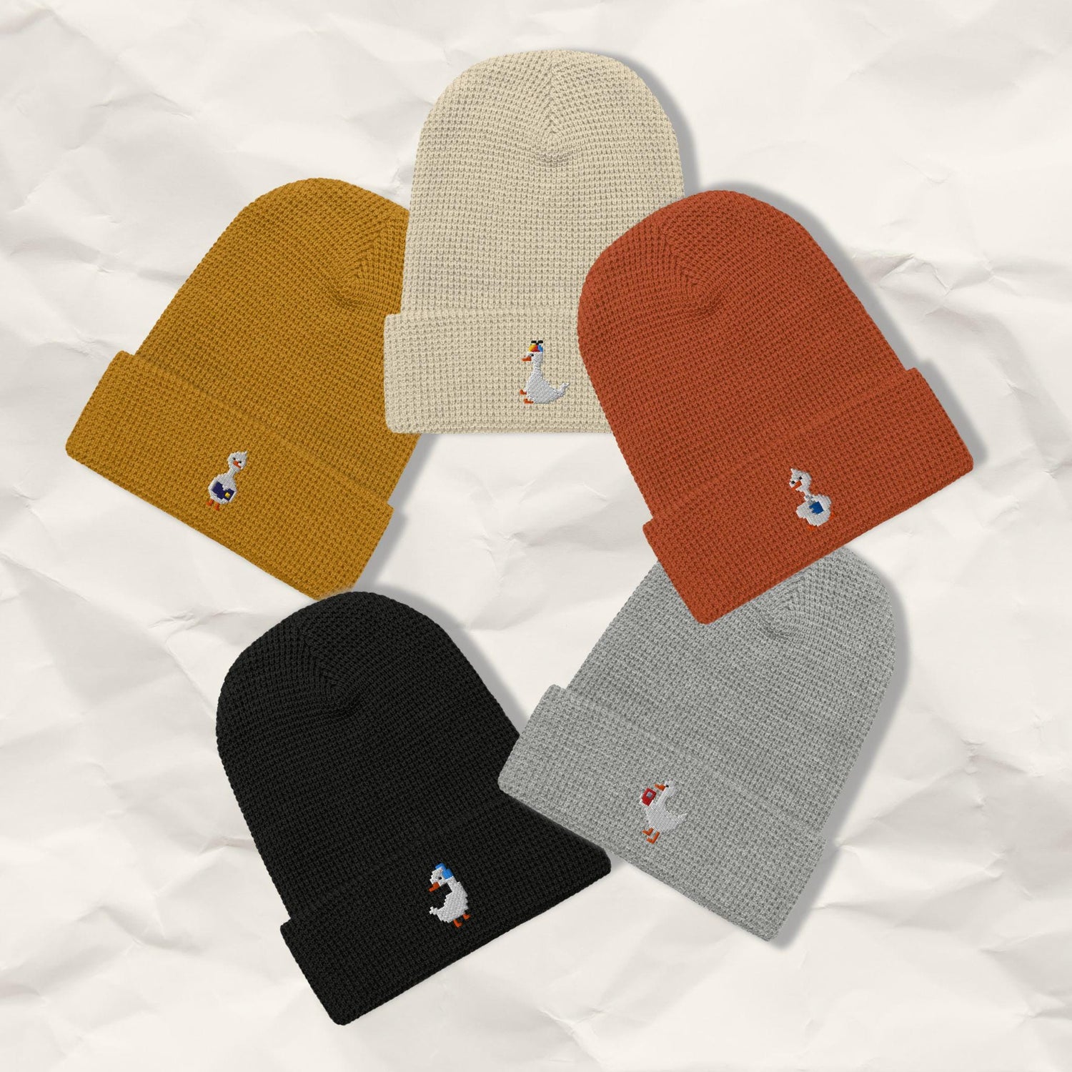 Embroidered Goose Beanie | Pixel Silly Geese Winter Hat