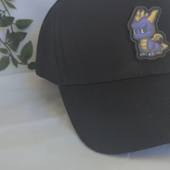 Spyro Baseball Hat | Pixel Purple Dragon Baseball Cap With PVC Patch | Unisex Adult Headwear